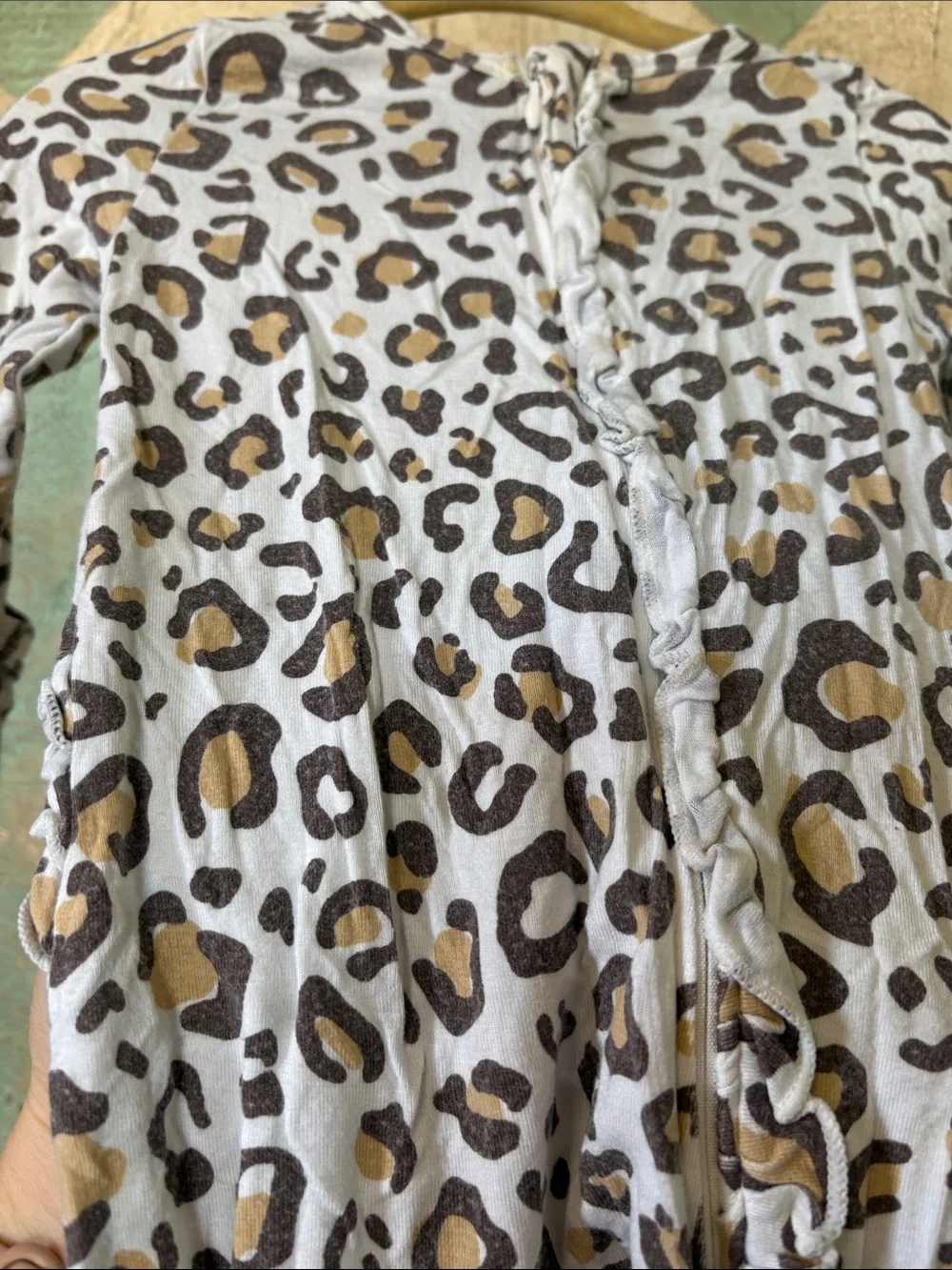 Angel Dear Leopard Print Footed One-Piece - White, Brown, Black